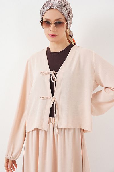 Bigdart Women's Ayrobin Kimono Skirt Double Set 8047 - Cream