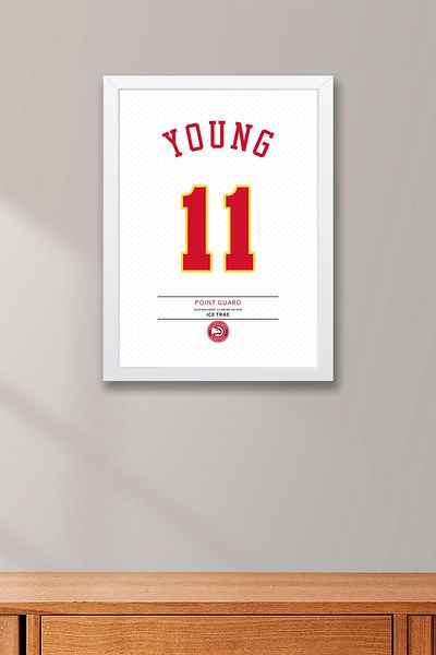 Saturn Trae Young Jersey Framed Painting - Nba Atlanta Hawks Jersey