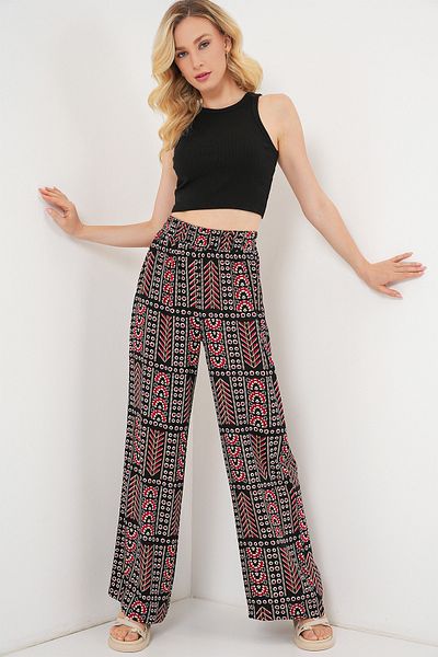 Bigdart Women's Patterned Viscose Trousers 6749 - Black