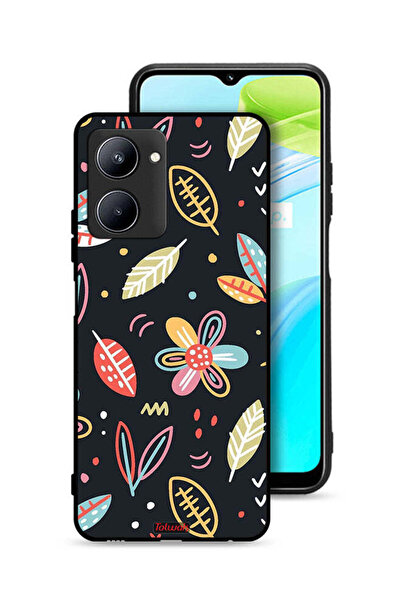 Tolwak غطاء حماية لهاتف Realme C33 بتصميم زهور وأوراق فنية تجريدية