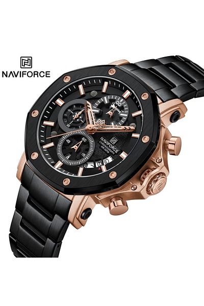 Naviforce Chronograph Luxury Watch with Multi Function Display Stainless Steel Strap Water Resistant