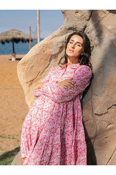 Sanskrutihomes By Styli Floral Printed Cotton Knee-Length Dress