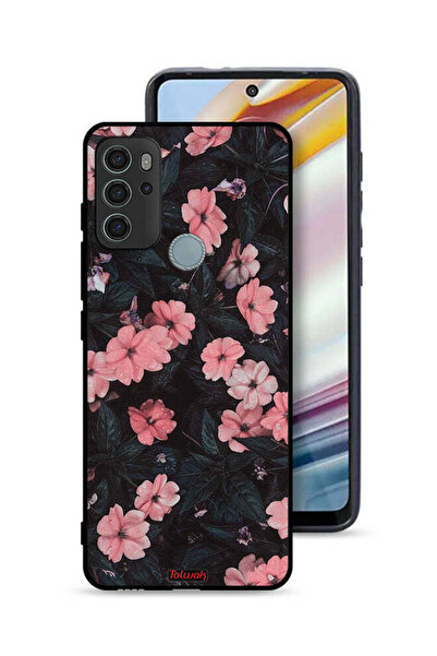 Tolwak غطاء حماية لهاتف موتورولا موتو جي 60 إس - لون الخوخ والورود الصغيرة