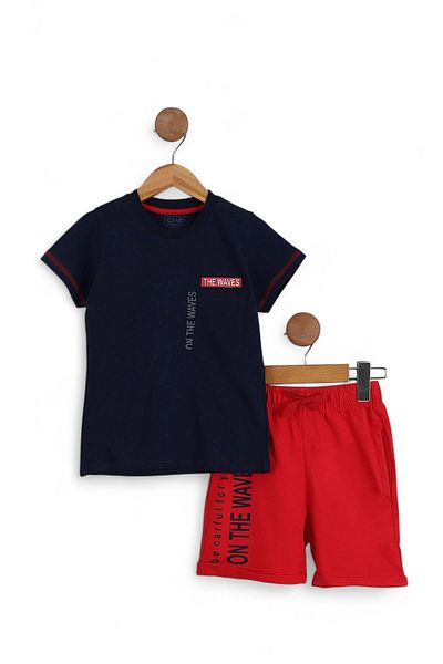 Egelite Tight Mold! Erke Children 4-11 Years Pocket Summer Detail Shorts Bottom Top Set