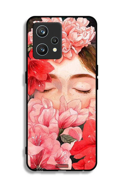 Tolwak غطاء حماية لهاتف Realme 9 Pro Plus بتصميم وجه فتاة مختبئة بين الزهور
