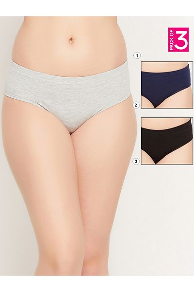 Clovia By Styli Set of 3 - Mid Rise Hipster Panties with Inner Elastic