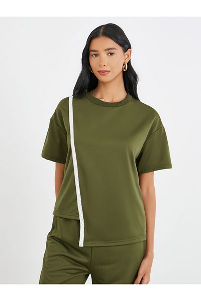 Styli Lace Trim Round Neck Top and Pants Co-Ords