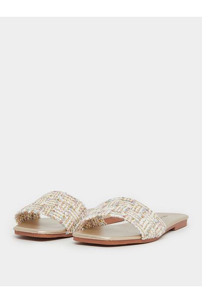 Styli Textured Woven Slip-On Sandals