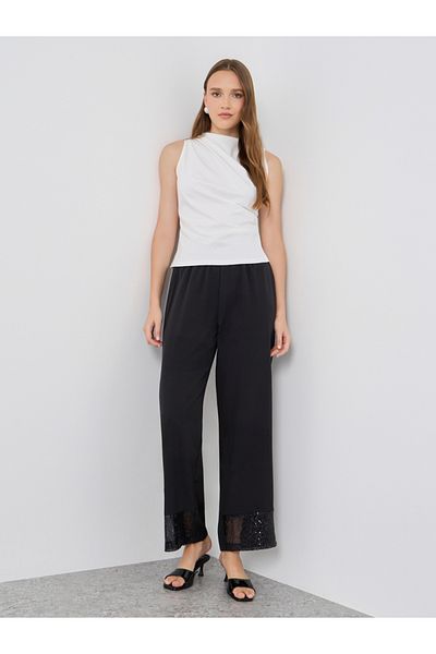 Styli Sequined Hem Wide Leg Pants