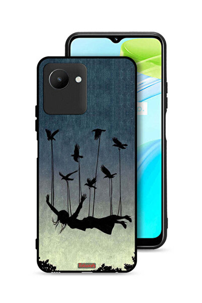 Tolwak غطاء حماية لهاتف Realme C30s بتصميم طيور تحمل فتاة ساقطة