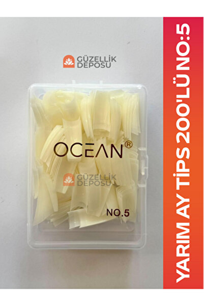 Güzellik Deposu Ocean Yarım Ay Tips Tek Numara No:5 200'lü Protez Tırnak Tips