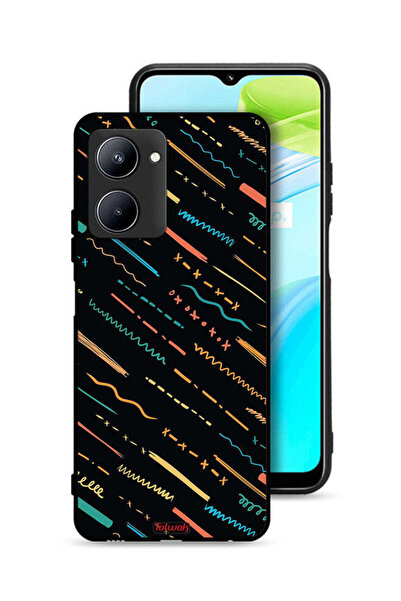 Tolwak غطاء حماية لهاتف Realme C33 بنمط خطوط X مجردة
