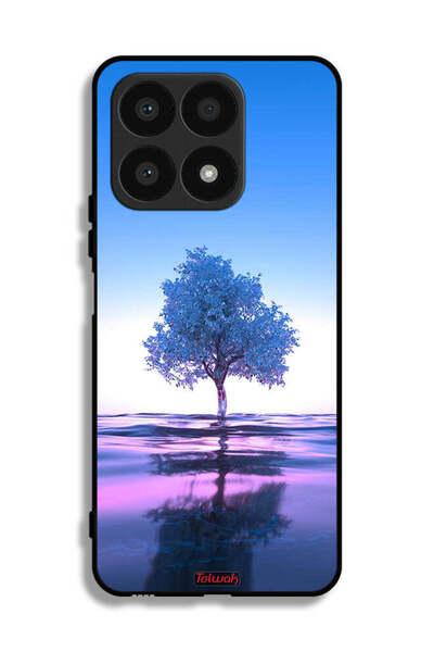 Tolwak غطاء حماية لهاتف Honor X8a بتصميم شجرة نيون وانعكاس مائي فني رقمي