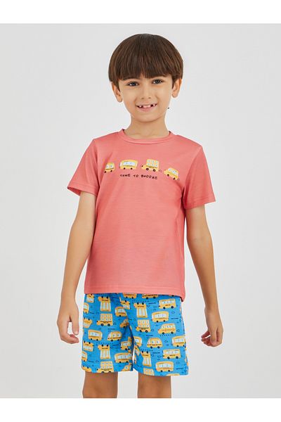 Styli Graphic Print Round Neck T-Shirt and Shorts Pyjama Set