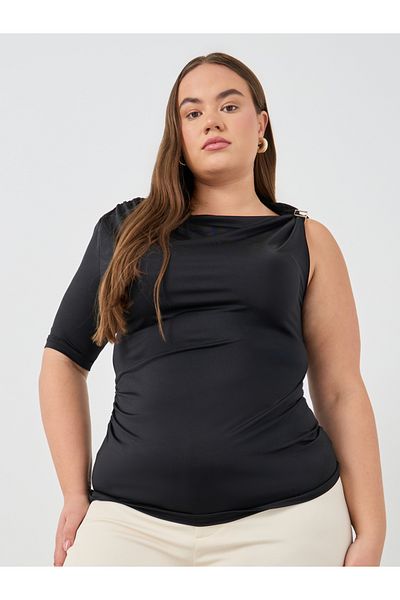 Styli Plus Size Solid One Sleeve Knit Top