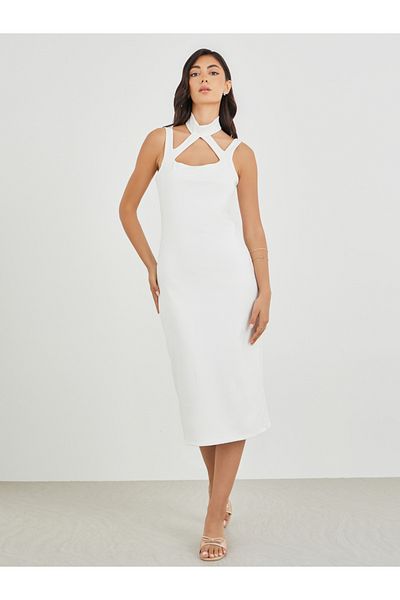 Styli Halter Neck Strappy Bodycon Midi Dress