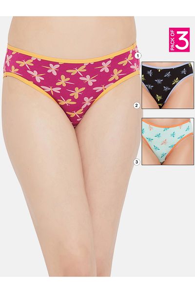 Clovia By Styli Pack of 3 - Dragonfly Print Low Rise Bikini Briefs