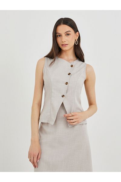 Styli Solid Front Button Top and Midi Skirts Co-Ords