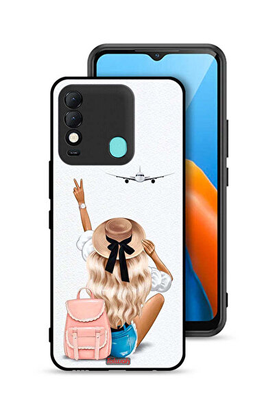 Tolwak غطاء حماية لهاتف Tecno Spark 8 بتصميم فتاة تحب السفر