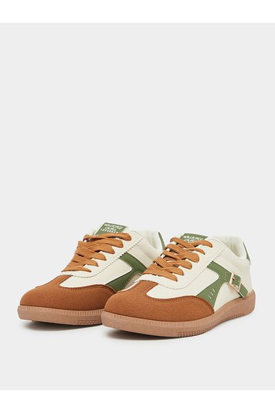 Styli Color Block Buckle Detail Lace Up Sneakers
