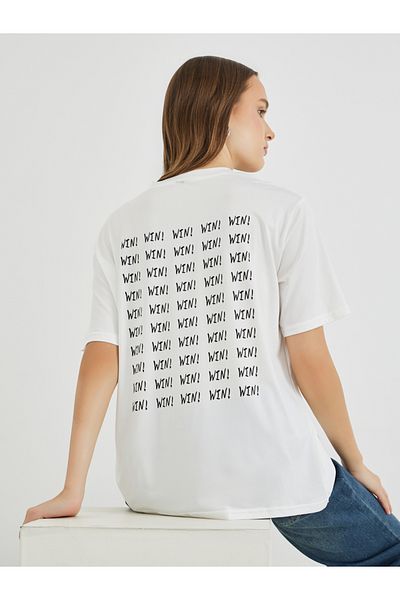 Styli Slogan Print Round Neck T-Shirt