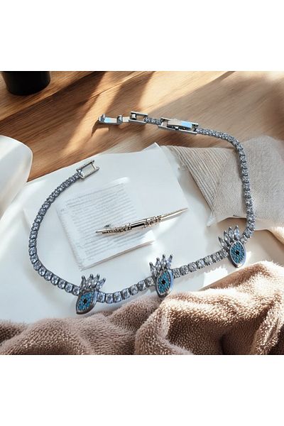 İNN JEWELLERY سوار فولاذي مضاد للحساسية على شكل عين (ضمان المورد لمدة عامين)