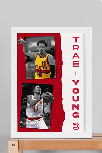 Saturn Trae Young Framed Painting - Atlanta Hawks Nba Poster Painting
