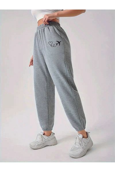 HOFFNUNG Unisex 2Ip Comfortable Fit Love Plane Printed Sweatpants
