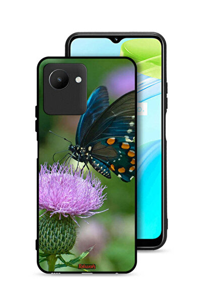 Tolwak غطاء حماية لهاتف Realme C30s بتصميم فراشة تجلس على زهرة