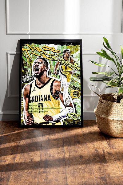 Saturn Tyrese Haliburton Framed Painting - Basketball Nba Poster Painting