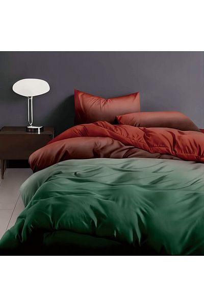 Pucioasa 6-piece bed linen in burgundy green finet