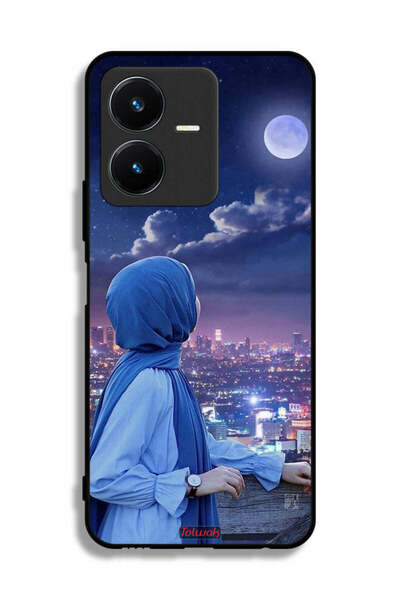 Tolwak غطاء حماية لهاتف Vivo Y22 بطبعة فتاة محجبة تنظر إلى القمر