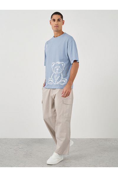 Styli Men Graphic Print Shirt Sleeve Oversized T-Shirt
