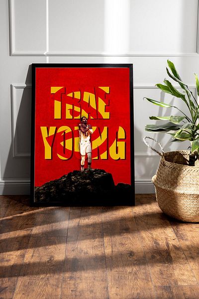 Saturn Trae Young Framed Painting - Basketball Nba Poster Painting