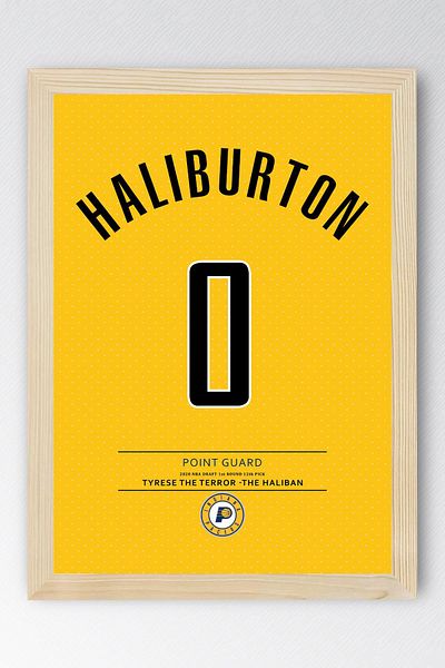 Saturn Tyrese Haliburton Jersey Framed Painting - Nba Indiana Pacers Jersey