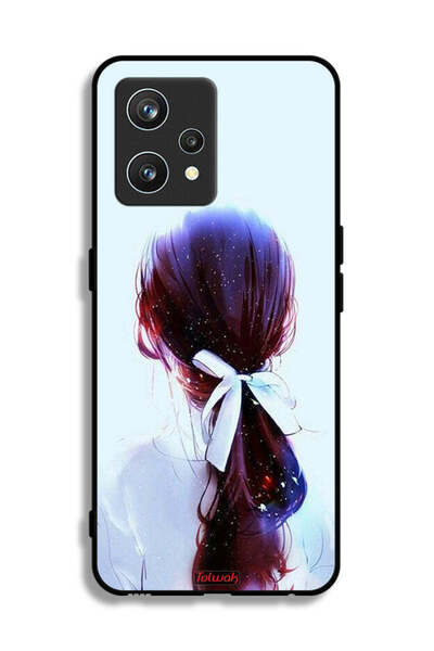Tolwak غطاء حماية لهاتف Realme 9 Pro Plus بتصميم ربطة شعر مع رباط شعر وفن فتاة