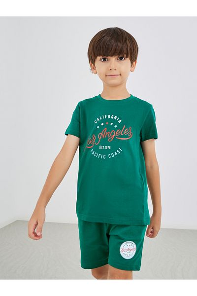 Styli Slogan Print Round Neck T-Shirt and Shorts Set