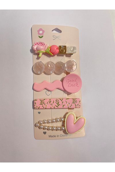 La She Accessories Pink 5-Piece Stylish Buckle