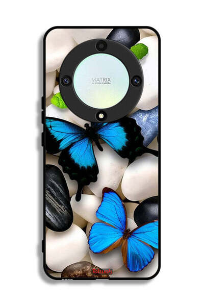 Tolwak غطاء حماية لهاتف Honor X9a بتصميم فراشات على الحجارة