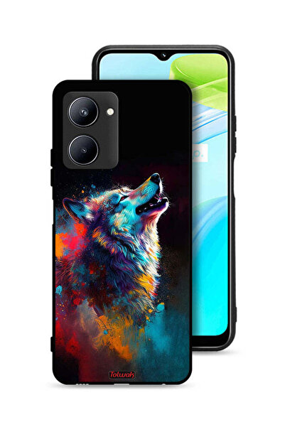 Tolwak Realme C33 Protective Case Cover Wolf Colorful Art