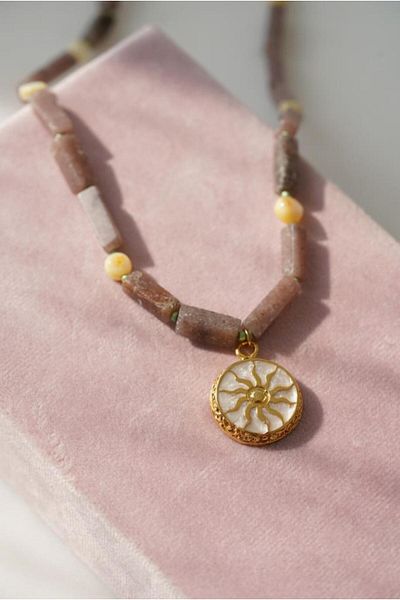 AŞIK ACCESSORIES Gold Sun Natural Stone Necklace