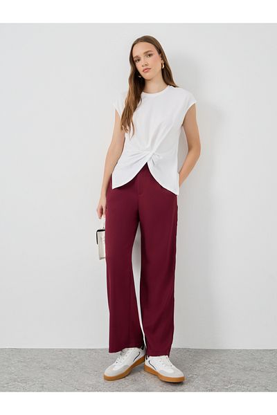 Styli Solid Asymmetric Neck Short Sleeve T-Shirt