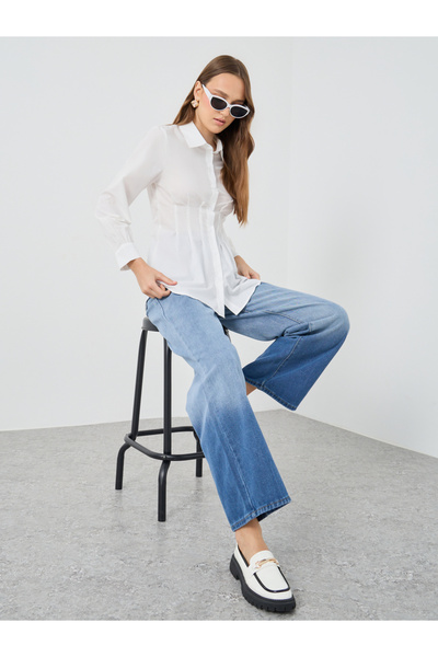 Styli بنطال جينز واسع الساق بطبعات أومبري وخصر متوسط