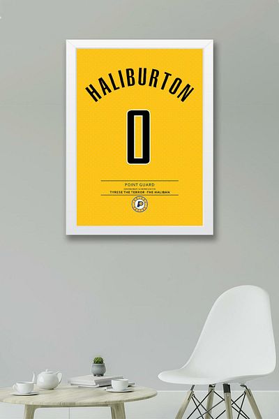 Saturn Tyrese Haliburton Jersey Framed Painting - Nba Indiana Pacers Jersey