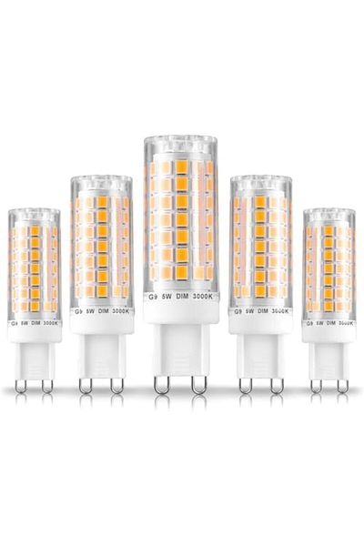 Generic G9 LED Bulb, 5W, Warm White (3000K), 100% Dimmable, AC220-240V Pack of 5