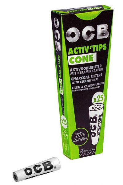 OCB Filtre Conice cu carbune activ OCB Extra Slim 6-8mm x25