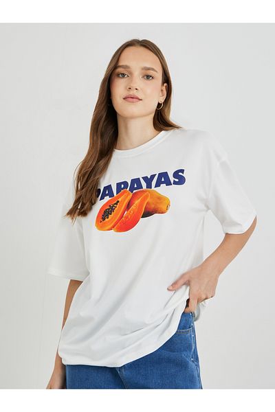 Styli Graphic Print Round Neck Oversized T-Shirt