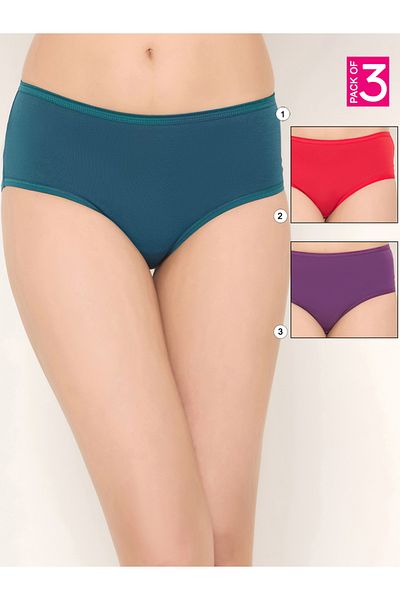 Clovia By Styli Pack of 3 - Solid Mid Rise Hipster Briefs