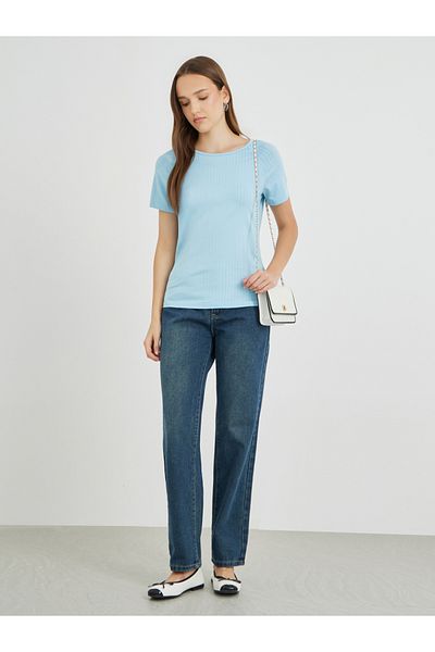 Styli Textured Round Neck Short Sleeve T-Shirt