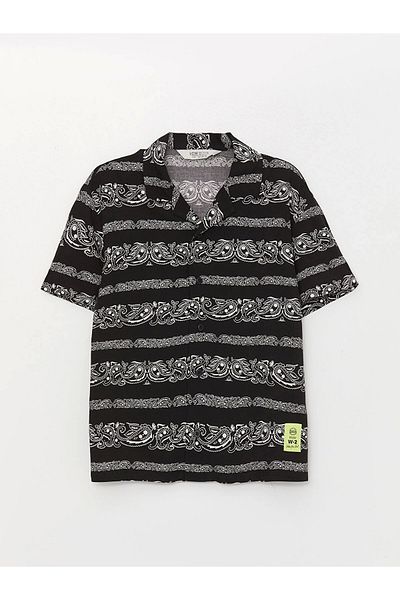 LC Waikiki Lcw Kids Black Comfortable Fit Patterned Boy's Shirt